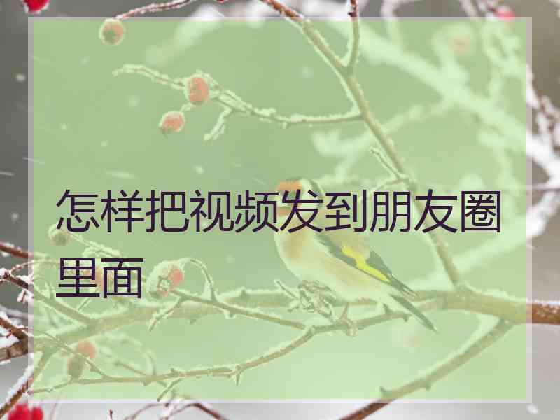 怎样把视频发到朋友圈里面 怎样把视频发到朋友圈里面