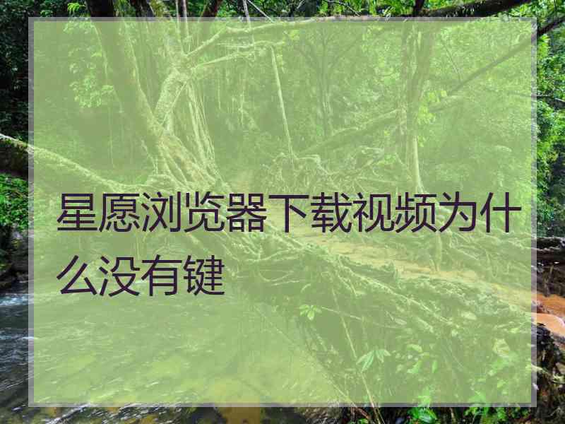 星愿浏览器下载视频为什么没有键 星愿浏览器下载视频为什么没有键