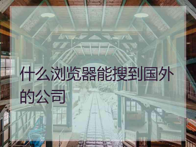 什么浏览器能搜到国外的公司