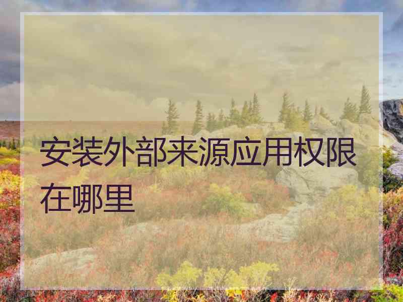 安装外部来源应用权限在哪里