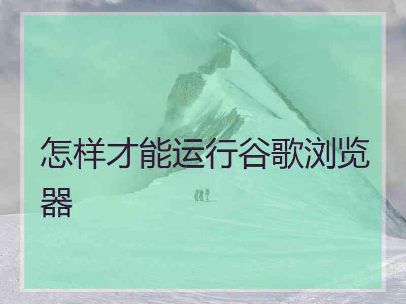 怎样才能运行谷歌浏览器