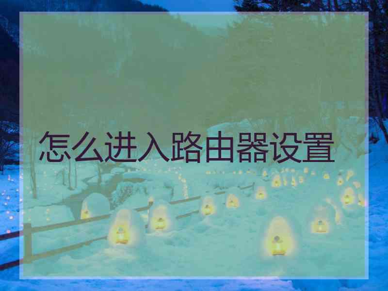 怎么进入路由器设置