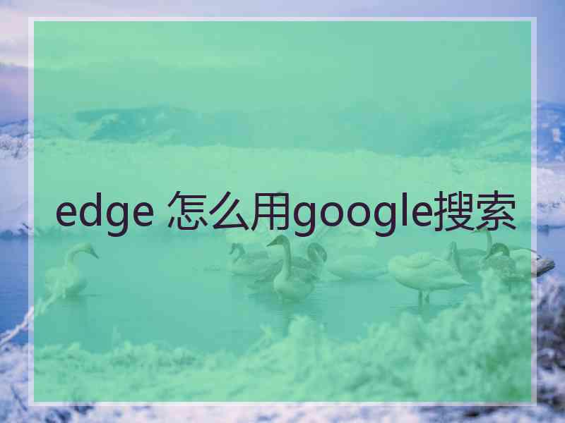 edge 怎么用google搜索
