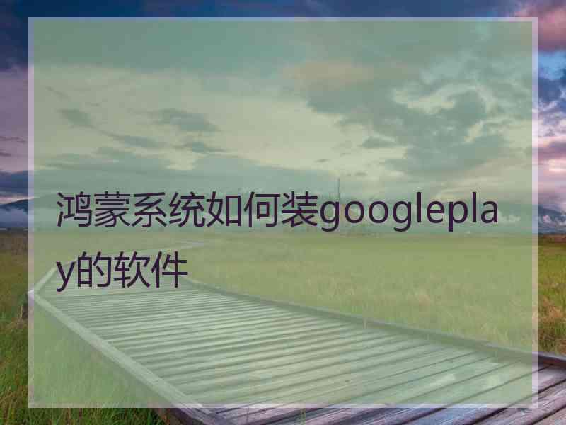 鸿蒙系统如何装googleplay的软件