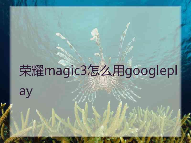 荣耀magic3怎么用googleplay