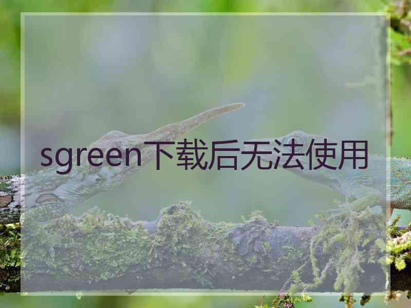 sgreen下载后无法使用