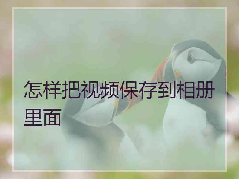 怎样把视频保存到相册里面