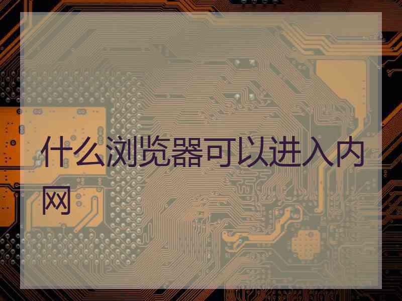 什么浏览器可以进入内网