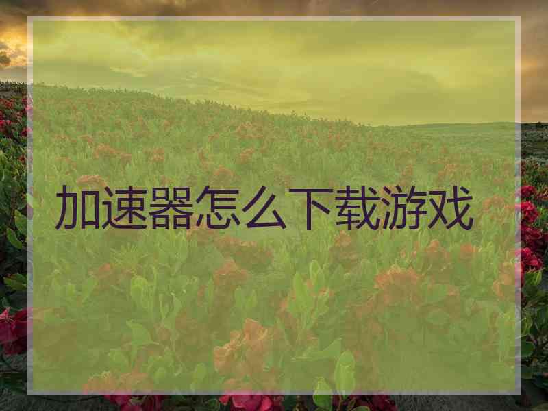 加速器怎么下载游戏